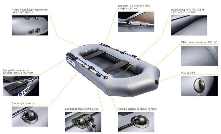 Лодка Апачи(Apache) 280, 2800*1300*360 мм., цвет: графит фото 6