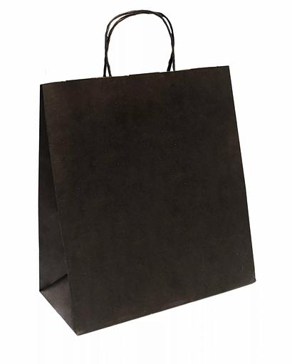 Крафт пакет с крученой ручкой 1 сл. 28х24х14 НМ (черный), Опт фото 1