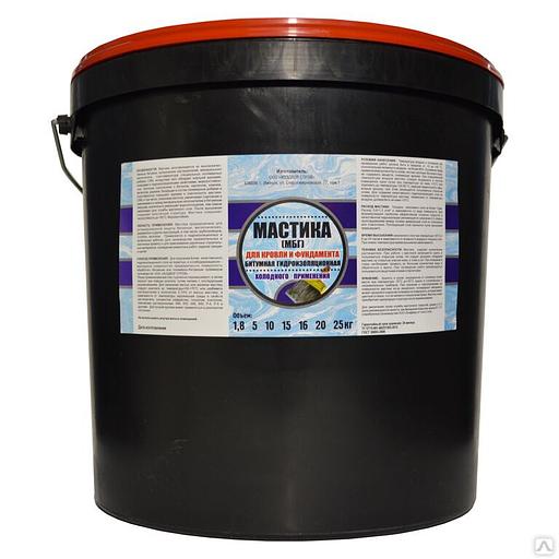 Мастика битумная МБГ 25кг пластиковое ведро фото 1