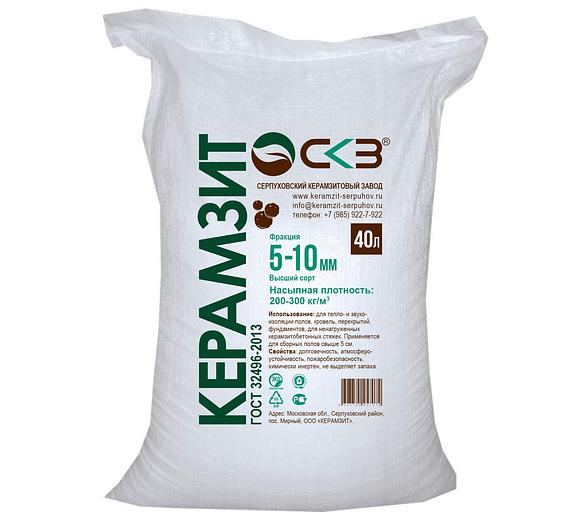 Керамзит в мешках 40 литров фракции 5-10 мм фото 1