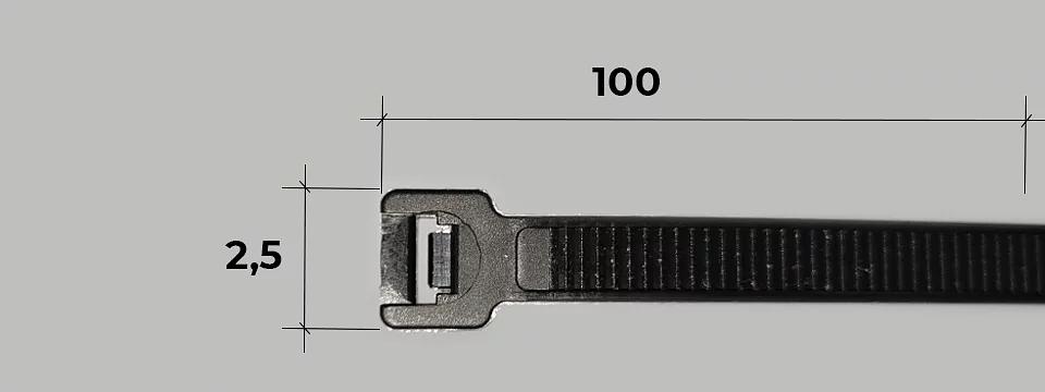 Нейлоновый хомут 2,5х100 Чёрный фото 1