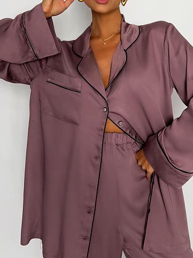 Пижама женская из шелка и вискозы с брюками и рубашкой «Пыльная роза», Опт фото 2