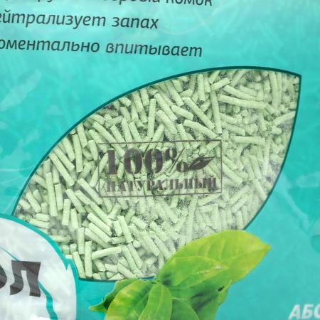 Наполнитель комкующийся «Чистый котик» Тофу зелёный чай, 6л фото 3