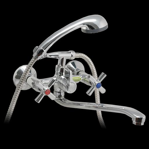 Смеситель ванно-душевой двуручный "Juguni" с хромированной ручкой фото 1