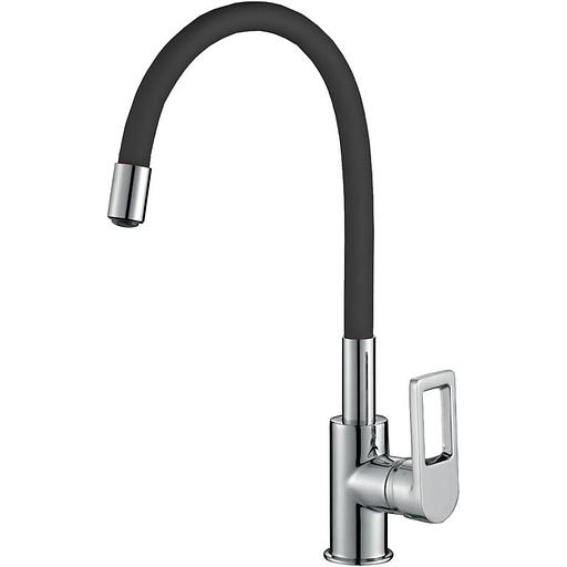 Смеситель для мойки одноручный "Juguni Luxe" с гибкой подводкой, черный фото 1