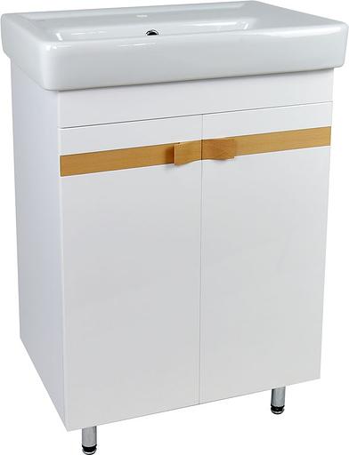 Тумба Соло 60 DORATIZ 9912.657, белая, вставка из массива дерева фото 1