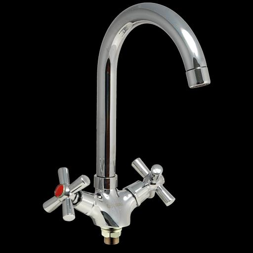 Смеситель для мойки двуручный "Juguni" с гибкой подводкой, крепление-гайка фото 1