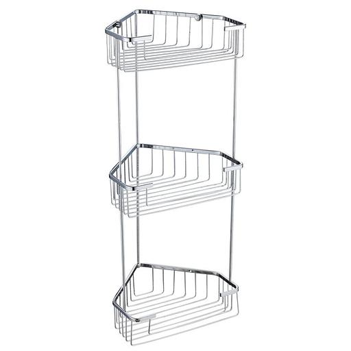 Полка тройная угловая решетчатая «Solinne», 11085, хром, Коллекция Base фото 1