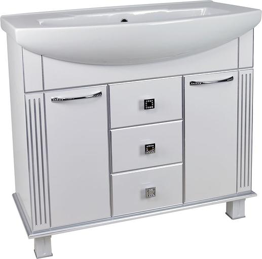 Тумба Аттика 85 DORATIZ 9912.321, белая патина серебро, под умывальник фото 1