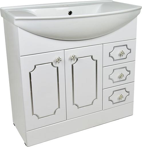 Тумба Соренто 85 DORATIZ 9912.333, белая, патина серебро фото 4