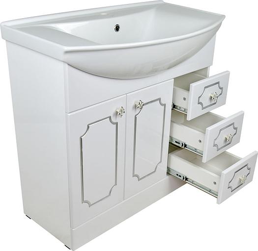 Тумба Соренто 85 DORATIZ 9912.333, белая, патина серебро фото 5