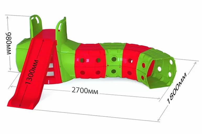 Игрушка детская «Горка с тоннелем» «Doloni-Toys» (270х98) красно-зеленая ОПТ фото 1