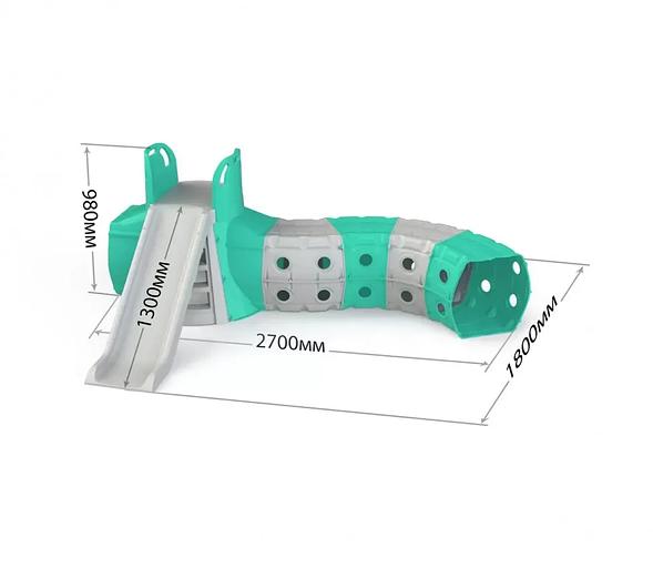 Игрушка детская «Горка с тоннелем» «Doloni-Toys» (270х98) серо-бирюзовая ОПТ фото 1