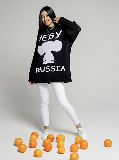 Свитер оверсайз вязаный с принтом чебурашка - SANIYA, Опт фото 1