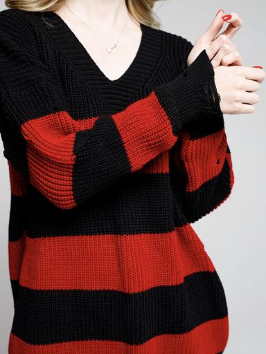 Свитер женский оверсайз рваный в полоску - SANIYA, Опт фото 1