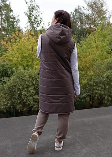 Жилет «LadyDi» удлиненный на молнии с капюшоном опт фото 2