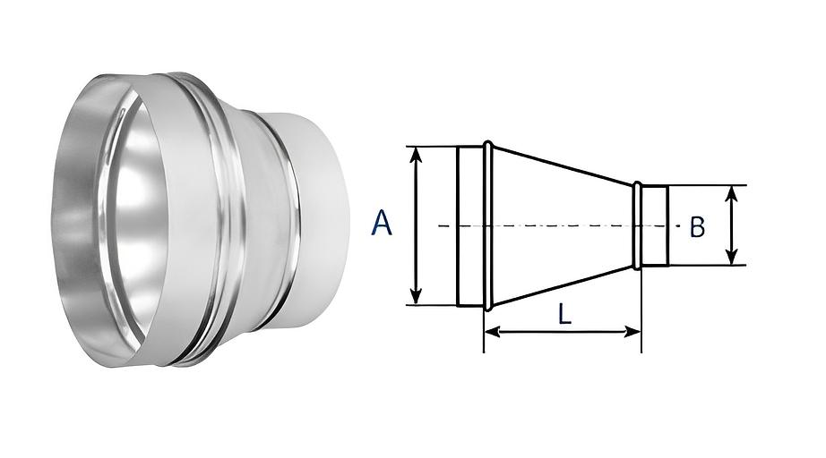 Переход воздуховода круглый 125х100 мм фото 1