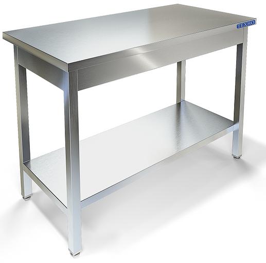 Стол разделочный производственный кухонный без борта, каркас труба, сплошная полка СП-133/1208 (1200x800x850 мм) фото 1