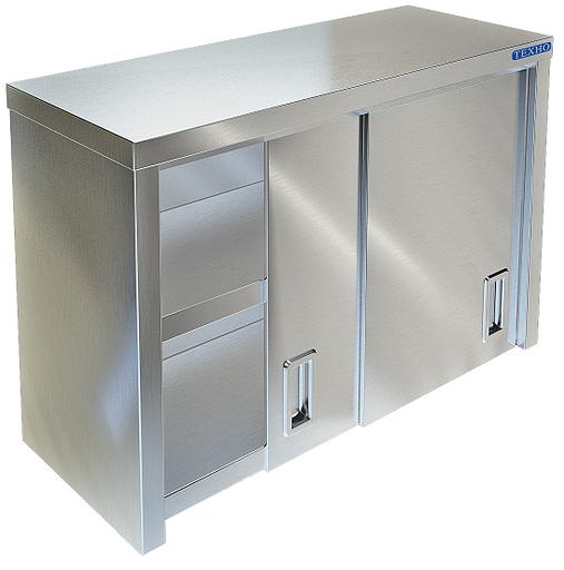 Полка-шкаф для кухни с дверками из нержавейки ПН-122/1100 (1100x350x600 мм) фото 1