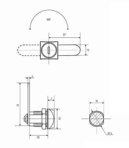 Замок почтовый 0802 20 мм 180° фото 2