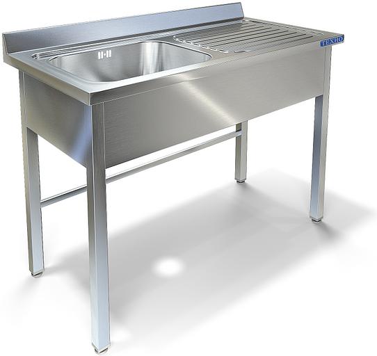 Ванна моечная цельнотянутая односекционная с фартуком (крыло) ВМ-32/657Л (1400x700x850 мм) фото 1