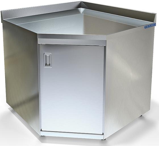 Стол-тумба угловая из нержавеющей стали с бортом СПС-934/906У (920x920x850 мм) фото 1