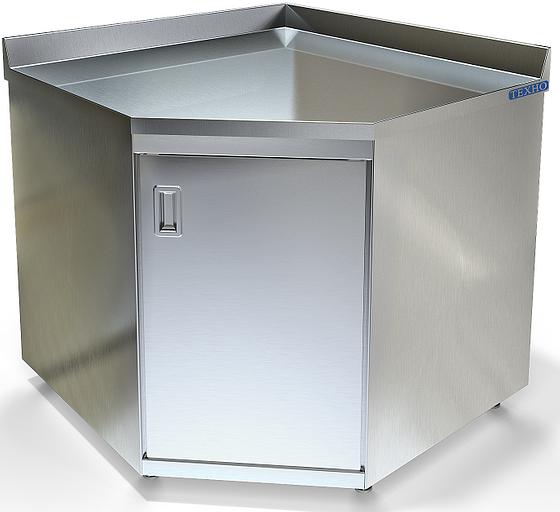 Стол-тумба угловая из нержавеющей стали с бортом СПС-934/1108У (1120x1120x850 мм) фото 1