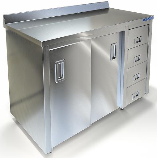 Стол-тумба с бортом задняя стенка оцинкованная сталь СПС-226/1207Л (1200x700x850 мм) фото 1