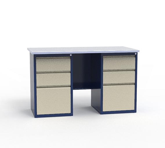 Верстак СВ-2Т.03.03.14_сб6 металлический с тумбами и экраном в мастерскую фото 2