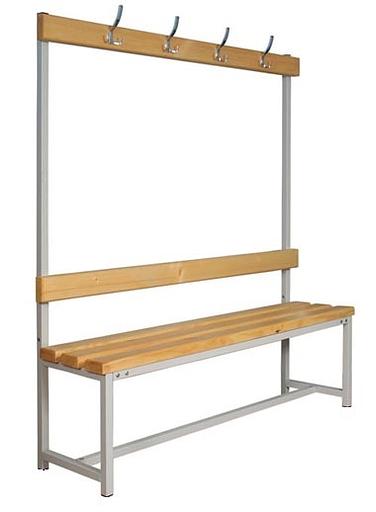 Скамейка с вешалкой для раздевалки CГ-1В-2000 односторонняя с крючками для одежды фото 1