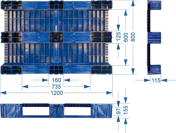 Паллет 1200x800х150 сплошной, на 3-х полозьях красный фото 5