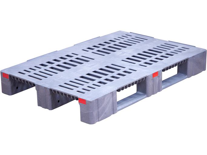 Паллет 1200х800х150 перфорированный усиленный (версия 2), на 3-х полозьях серый фото 1