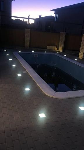 Набор уличных светодиодных Led тротуарных светильников для брусчатки из 2х шт., 100х100 мм, белый холодный фото 3