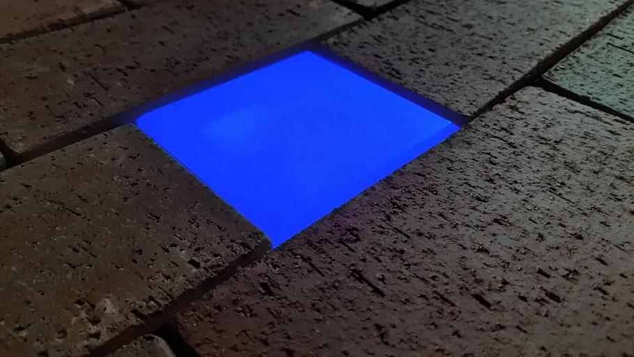 Набор уличных светодиодных Led тротуарных светильников для брусчатки из 2х шт., 100х100 мм, синий фото 2