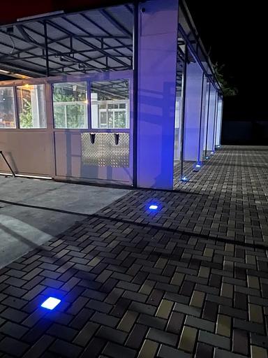 Набор уличных светодиодных Led тротуарных светильников для брусчатки из 2х шт., 100х100 мм, синий фото 4