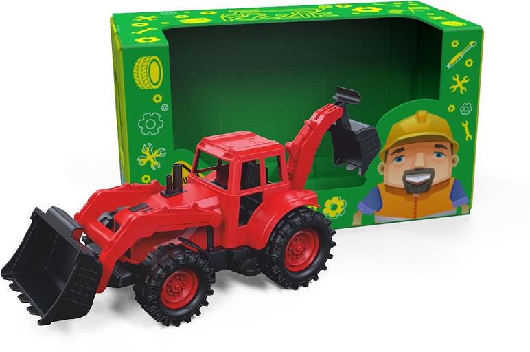 Трактор полной комплектации 28 см (красно-черный) в коробке ОПТ фото 1