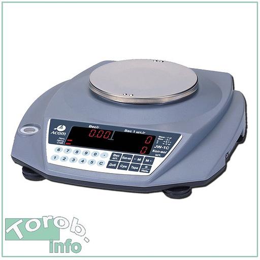 ACOM серии JW-1C-2000 - Весы счетные электронные. max-2000 г, d-0.2 г, калибровка Внешняя фото 1