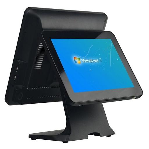 OL-P10 J3455 Dual - 15 дюймовый сенсорный POS-компьютер моноблок со вторым монитором покупателя. емкостной экран, 4Gb, МSSD 128Gb, MSR, PCT, доп. монитор фото 1