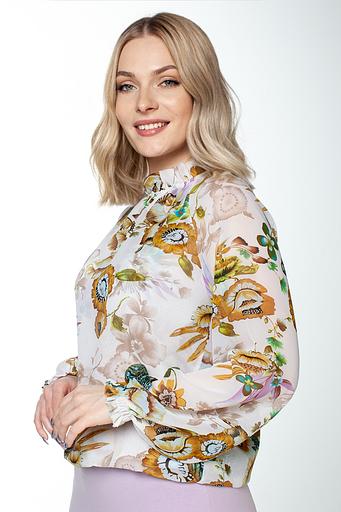 Блузка шифон женская 7016/19/Белый, горчичный фото 3