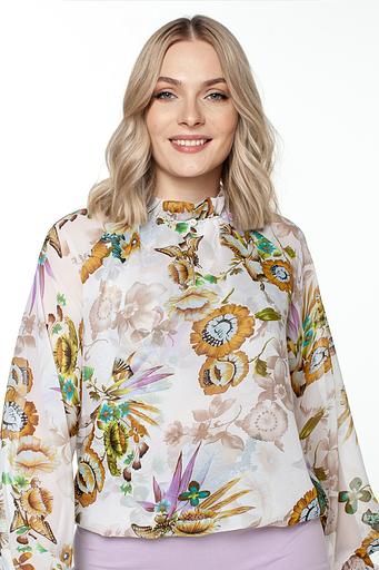 Блузка шифон женская 7016/19/Белый, горчичный фото 4