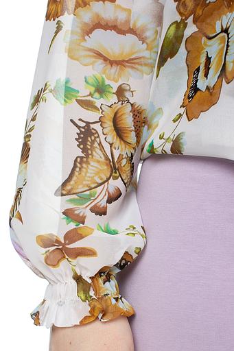 Блузка шифон женская 7016/19/Белый, горчичный фото 5