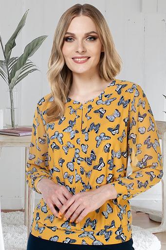 Блузка женская 1986-23/12/Горчичный, синий фото 1