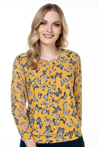 Блузка женская 1986-23/12/Горчичный, синий фото 3