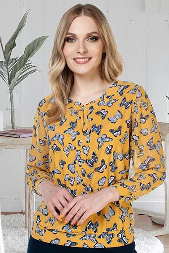 Блузка женская 1986-23/12/Горчичный, синий фото 1