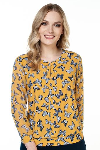 Блузка женская 1986-23/12/Горчичный, синий фото 3