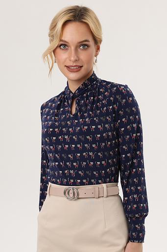 Блузка женская 1993-94/59/Темно-синий, бежевый фото 3