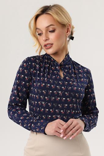 Блузка женская 1993-94/59/Темно-синий, бежевый фото 2