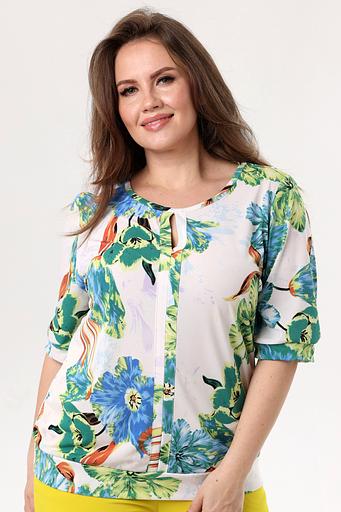 Блузка женская 3088-92/11/Белый, зеленый фото 1