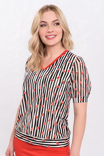 Блузка женская 4002-22/01/Белый, черный,красный фото 4