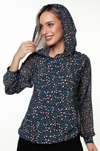 Блузка женская 4090-24/01/Коричневый, синий фото 2